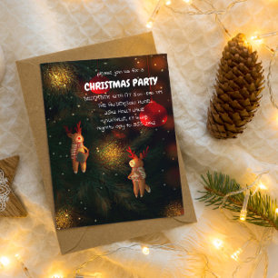 Warm Hand-Painted Reindeer Ornament Christmas  Invitation