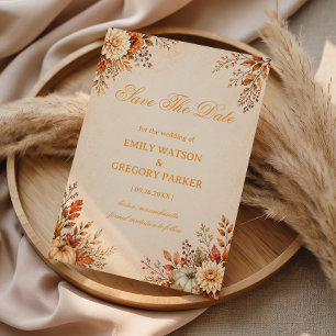 Warm Harvest Floral Elegant Save The Date