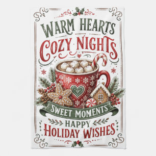 Warm Hearts Cozy Nights Kitchen Towel