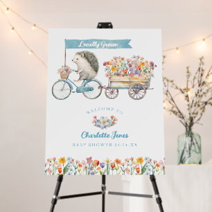 Warm Hedgehog Baby Shower Sign – Floral Garden