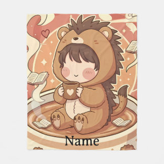 Warm Hedgehog Brew Cozy Fleece Blanket
