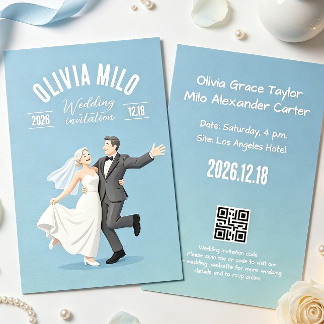 warm holding-hands artwork wedding invitation (Creator Uploaded)