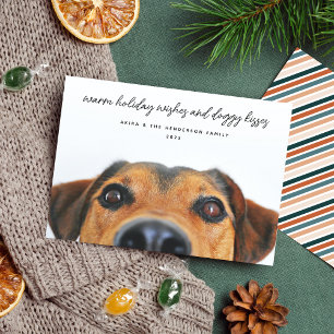 Warm Holiday Wishes & Doggy Kisses Pet Photo Card