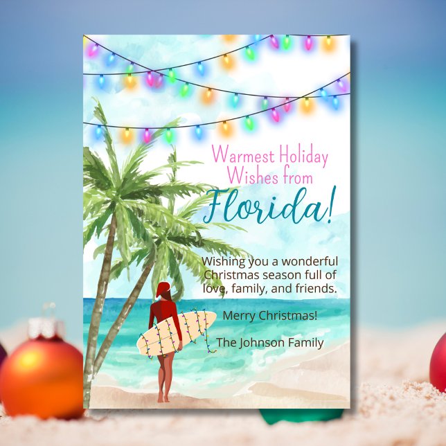 Warm Holiday Wishes Florida Themed Christmas Card (Creator Uploaded)