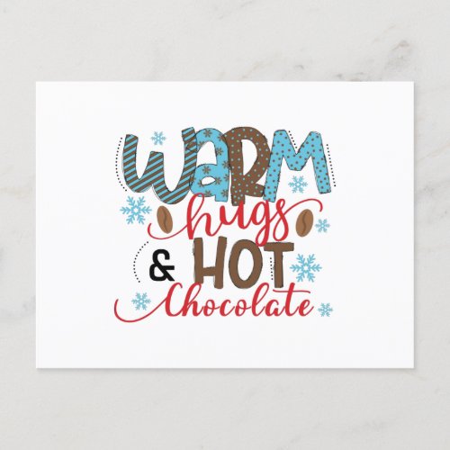 Warm hugs and hot chocolate postcard