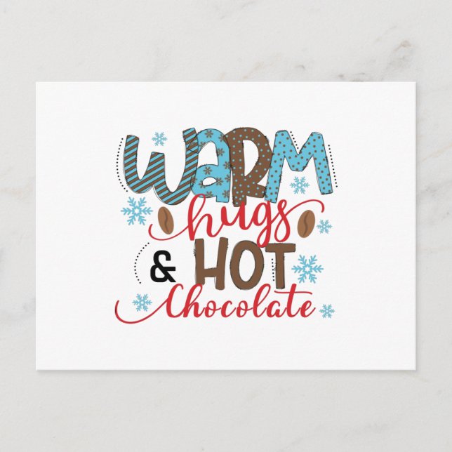 Warm hugs and hot chocolate postcard (Front)