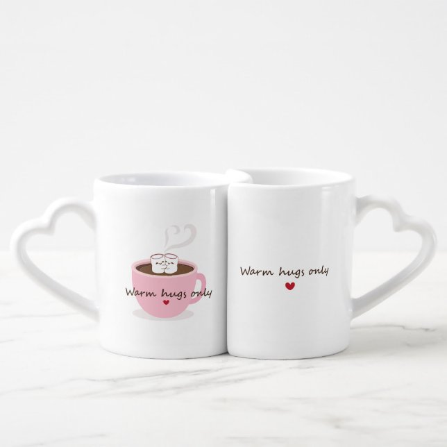 Warm Hugs Only Marshmallow Cocoa Hug Doodle Coffee Mug Set (Front Nesting)