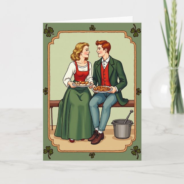 Warm Irish Feast Folk Art Card (Front)