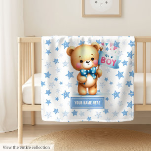 Warm It’s a Boy Teddy Blanket for Baby Boy Gift