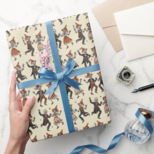 Warm Ivory Halloween Skeleton Wrapping Paper