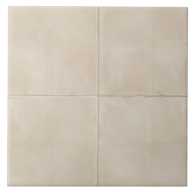 Warm Ivory Handmade Glazed Squares Ceramic Tile (Front)