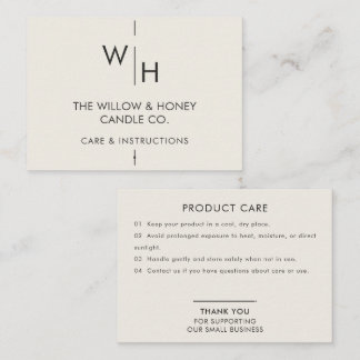 Warm Ivory Minimalist Small Business Care Card
