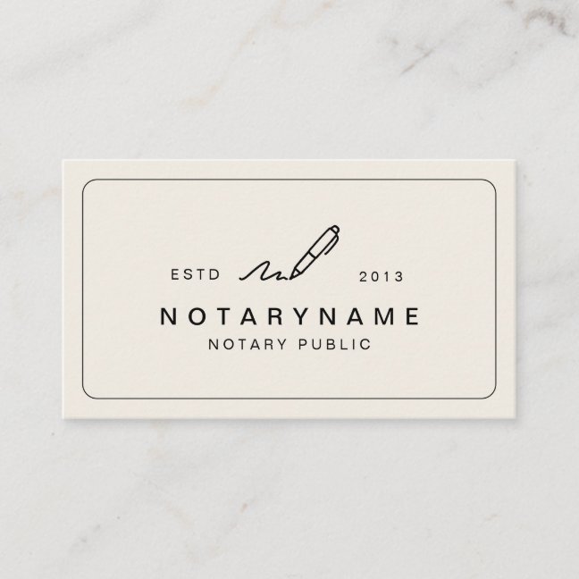 Warm Ivory Mobile Notary Public Loan Signing Agent Business Card