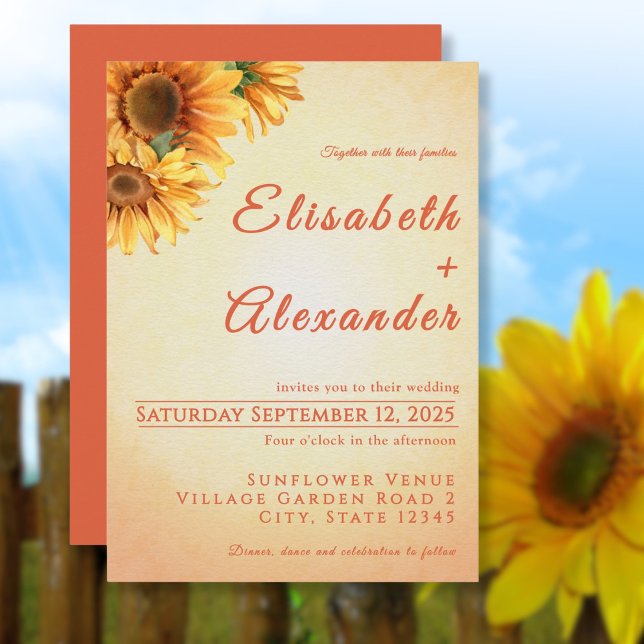 Warm Joyful Sunflower Wedding Invitation (Warm Joyful Sunflower Wedding Invitation)