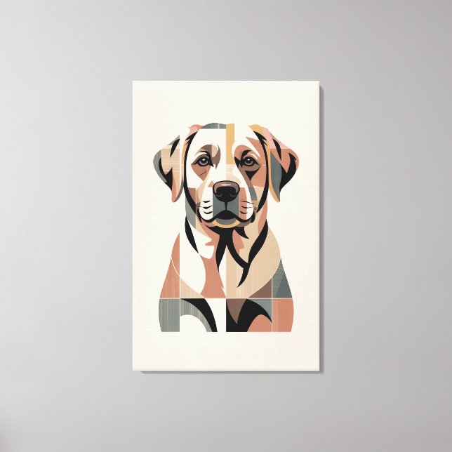 Warm Labrador Mosaic Portrait Canvas Print (Front)