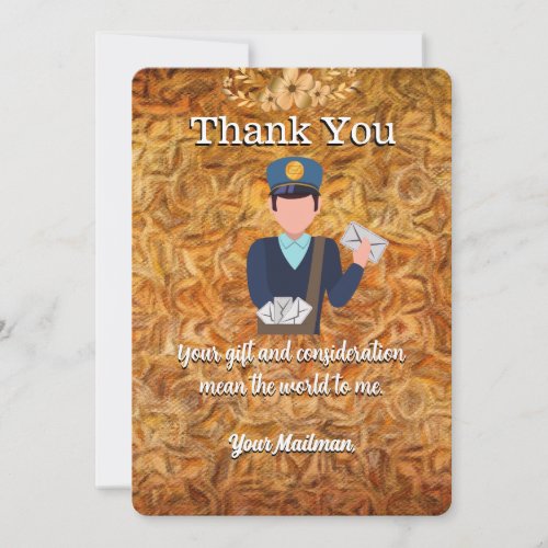 warm Letter Carrier Mailman Postal Mail Carrier Thank You Card