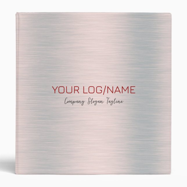 Warm Light Gray Metallic Texture Custom Text 3 Ring Binder (Front)