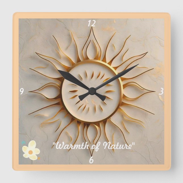 "Warm Light" Square Wall Clock (Front)