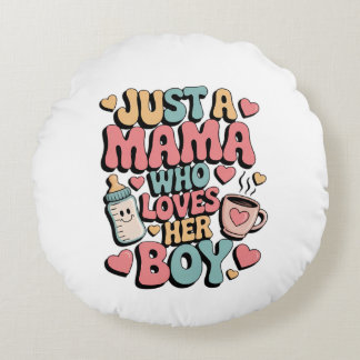 Warm Loves Her"Retro Mother's Day Tee Cute vintage Round Pillow
