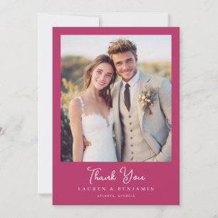 Warm Magenta Modern Photo Thank You Card