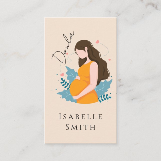 Warm Maternity Care Illustration Identity Design Calling Card (Front)