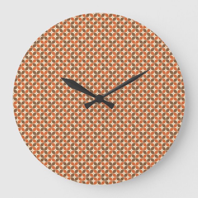 Warm Mid-Century Retro Boomerang Atomic Large Clock (Front)