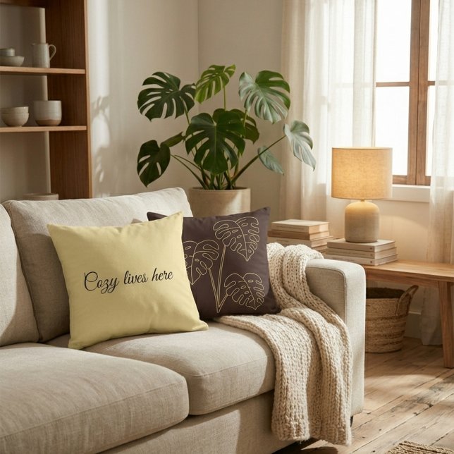 Warm Minimalist Botanical Throw Pillow - 90s Retro (Creator Uploaded)