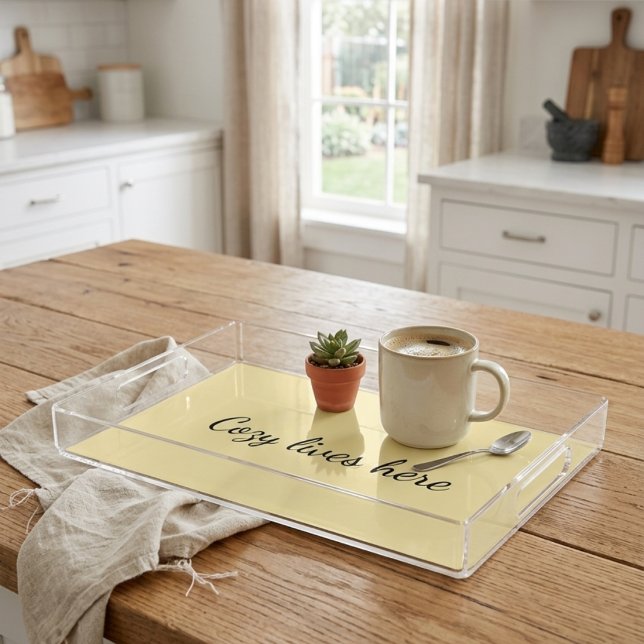 Warm Minimalist "Cozy Lives Here" Acrylic Serving  Tray (Creator Uploaded)