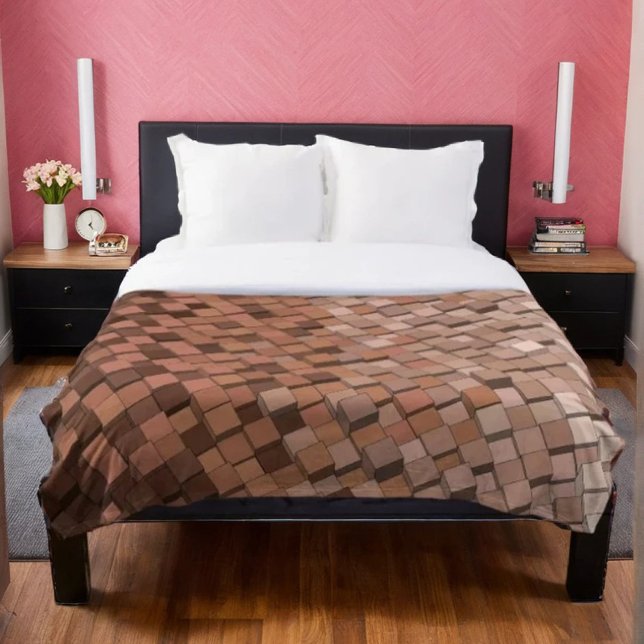 Warm Mocca Mousse 3D Cube Pattern Blanket (Creator Uploaded)