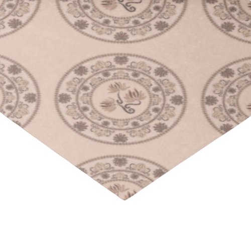 Warm Mocha Rococo Revival Lotus Polka Dot Mandala Tissue Paper