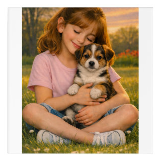 Warm Moments Child and Puppy Acrylic Wall Art