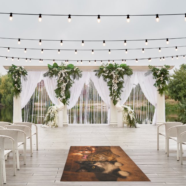 Warm Moments Two Cats – Large Art Rug (7' × 5') (Insitu (Wedding 1))