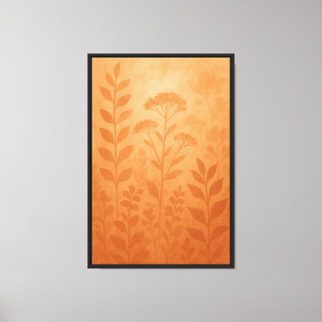 Warm Monochrome Botanical Silhouette Art Canvas Print (Front)