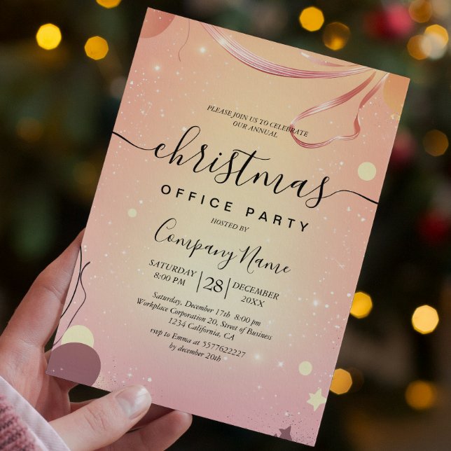 Warm Mood and Pink Christmas Office Party Invitation (Creator Uploaded)