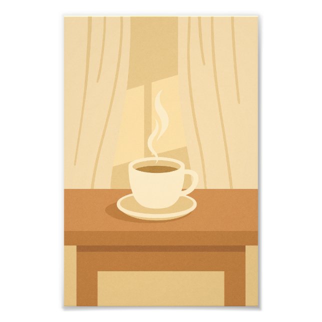 Warm Morning Coffee Poster – Minimalist Cozy Art (Front)