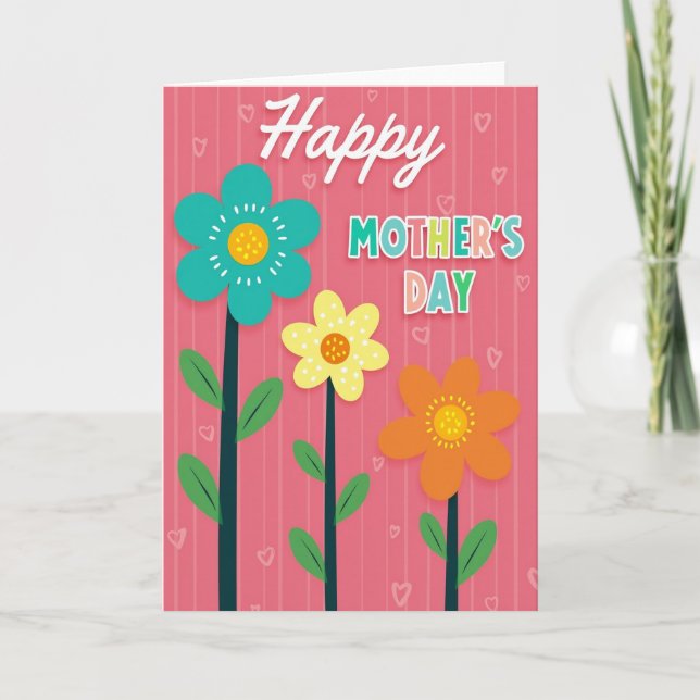 Warm Mothers Day Flower Card (Front)