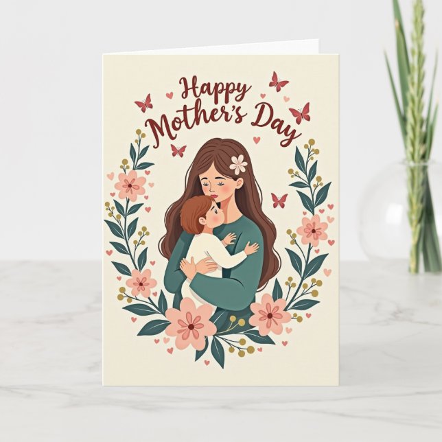 Warm Mothers Day Hearts Card (Front)
