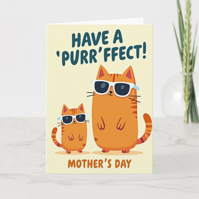 Warm Mothers Day Kitten Shades Card (Front)