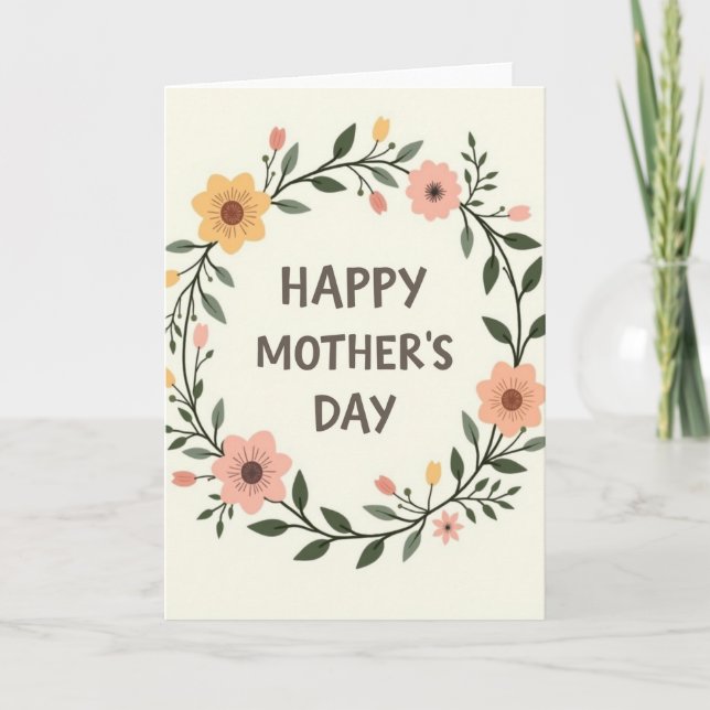 Warm Mothers Day Wreath Card (Front)