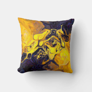 Warm Mountain deep blue orange yellow Throw Pillow
