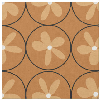Warm Mustard Floral Tile - Combed Cotton Fabric