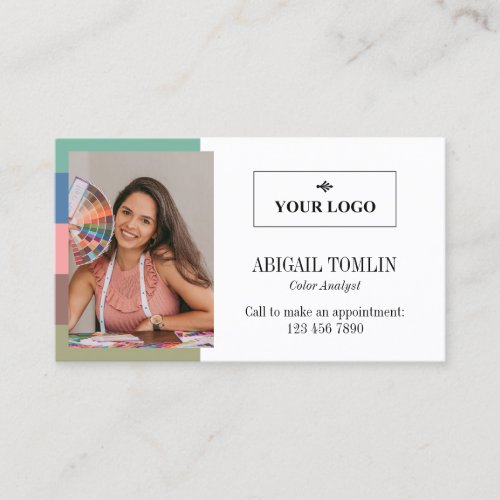 Warm Muted Colors Logo Personal Photo Business Card