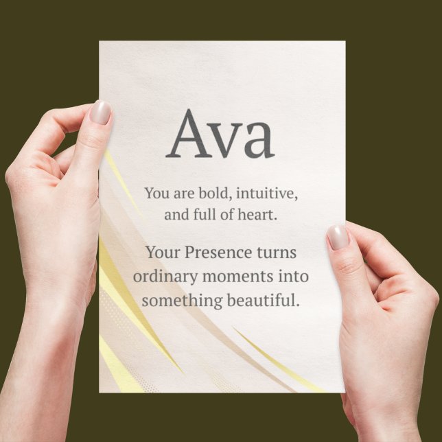 Warm Name Story Flat Card (Warm ombre tones and modern text shape a name statement that adds meaning to everyday moments.)