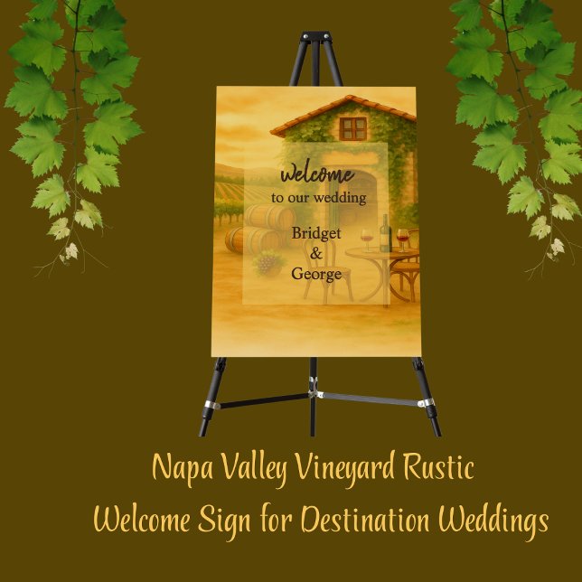 Warm Napa Valley Vineyard Rustic Wedding Welcome Foam Board (Creator Uploaded)