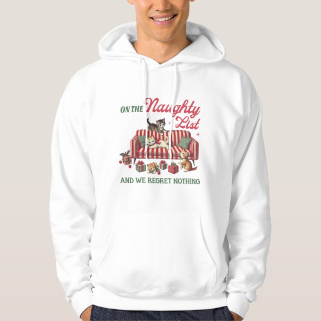Warm Naughty Cat Christmas Cozy Pet Lover Hoodie (Front)