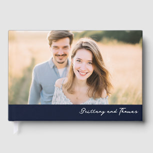 Warm Navy Minimalist Photo Guest Book