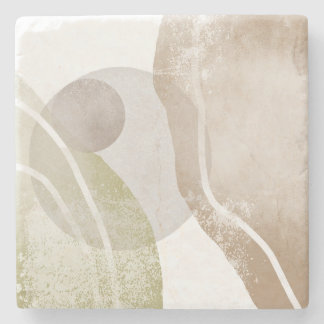 Warm Neutral Abstract Earth Tones Modern Luxury Stone Coaster
