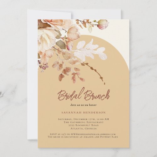 Warm Neutral Bridal Brunch Floral Bridal Shower Invitation