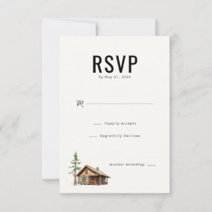 Warm Neutral Cabin Illustration RSVP Card