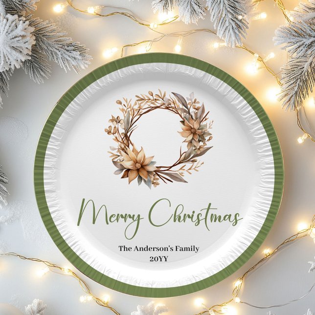 Warm Neutral Christmas Personalized Family Plates (Warm Neutral Christmas Personalized Family Plates)